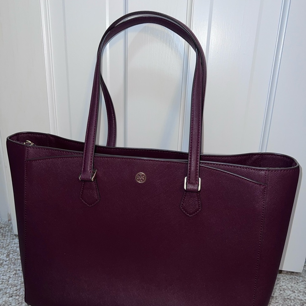 Tory Burch Elegant Burgundy Tote Bag